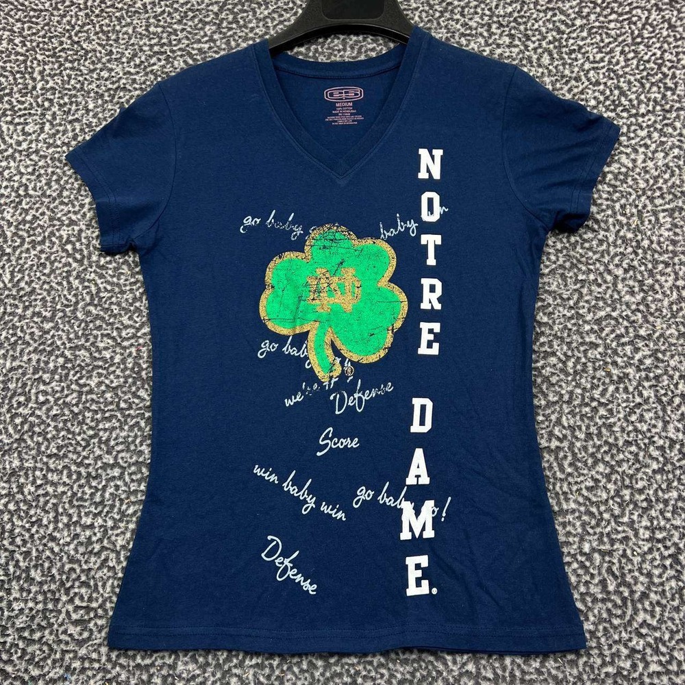 Notre‎ Dame Fighting Irish Shirt Youth Medium Blue E5 NCAA Short Sleeve Cotton M